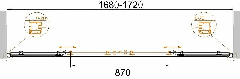 Душевая дверь Cezares Anima 170 ANIMA-W-BF-2-170-P-Cr профиль Хром стекло рифленое