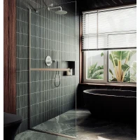 Душевая перегородка Maybah Glass MGD-708-5у 1090x1950 в узком профиле Хром матовый стекло прозрачное
