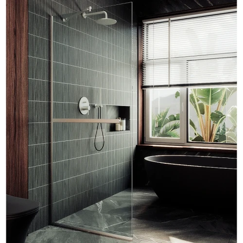 Душевая перегородка Maybah Glass MGD-708-5у 1090x1950 в узком профиле Хром матовый стекло прозрачное