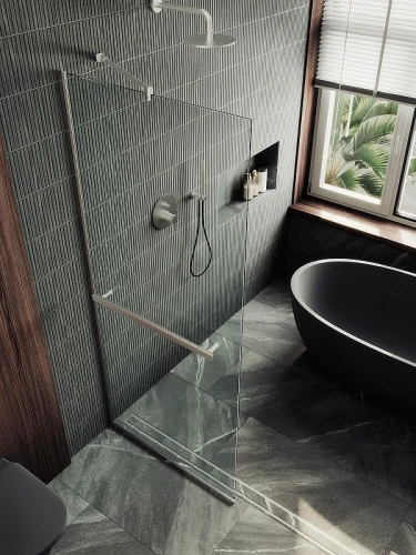 Душевая перегородка Maybah Glass MGD-708-5у 1090x1950 в узком профиле Хром матовый стекло прозрачное