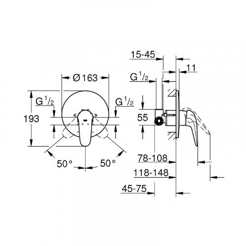 Смеситель для душа Grohe Eurostyle 23725003 Хром