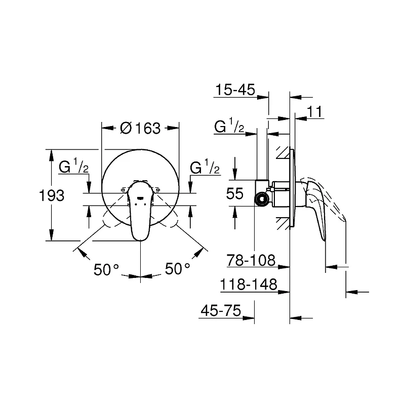 Смеситель для душа Grohe Eurostyle 23725003 Хром
