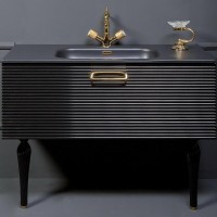 Тумба под раковину Boheme Armadi Art Vallessi Avangarde Linea 100 842-100-BG подвесная Черная Золото МДФ / ЛДСП