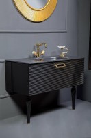 Тумба под раковину Boheme Armadi Art Vallessi Avangarde Linea 100 842-100-BG подвесная Черная Золото МДФ / ЛДСП