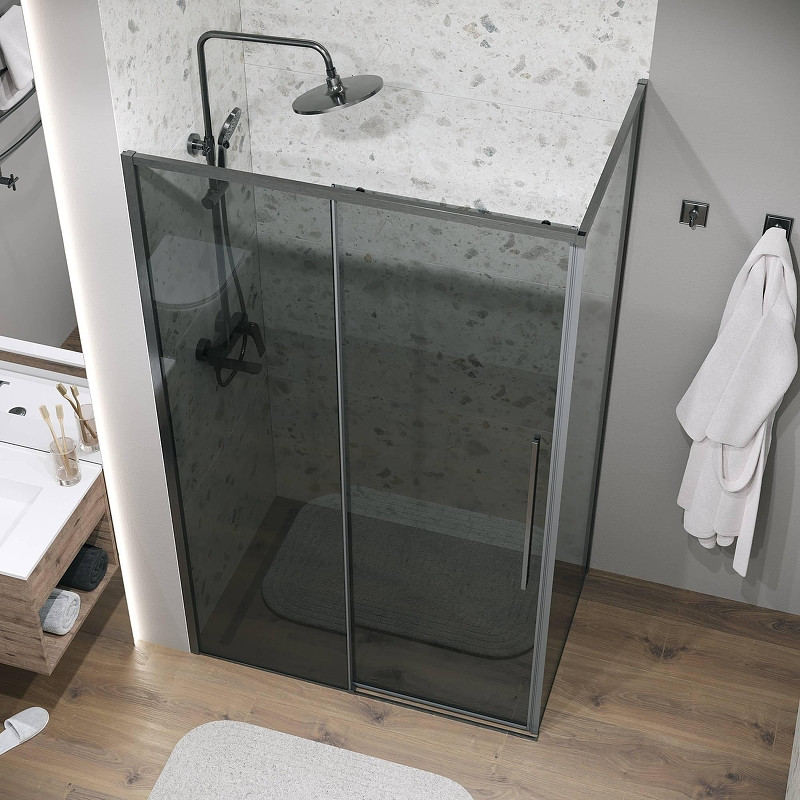 Душевая стенка Grossman Galaxy 100 200.K33.01.100.42.10 профиль Графит сатин стекло тонированное