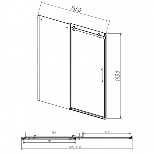 Душевая дверь Vincea Como-N 150 VDS-4CN150CLB профиль Черный стекло прозрачное