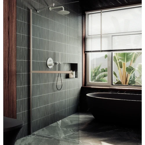 Душевая перегородка Maybah Glass MGD-726-5ш 790x1950 в широком профиле Хром матовый стекло прозрачное