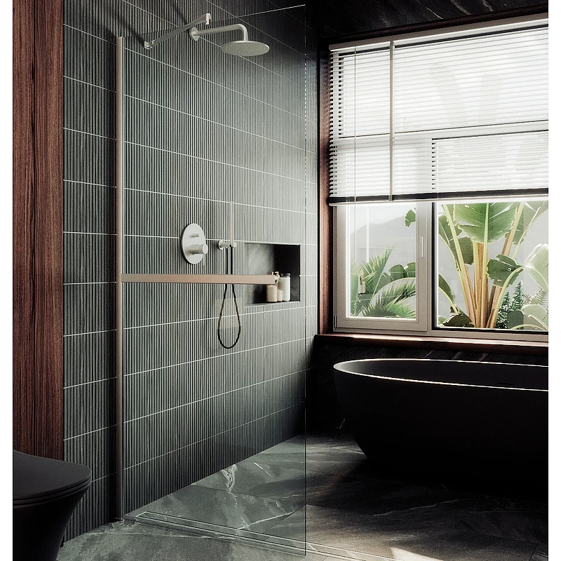 Душевая перегородка Maybah Glass MGD-726-5ш 790x1950 в широком профиле Хром матовый стекло прозрачное