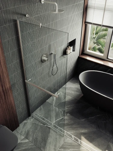 Душевая перегородка Maybah Glass MGD-726-5ш 790x1950 в широком профиле Хром матовый стекло прозрачное