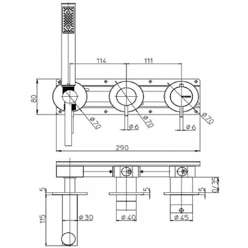 Смеситель для душа Bossini Nobu INZ227.075 с термостатом Нержавеющая сталь матовая