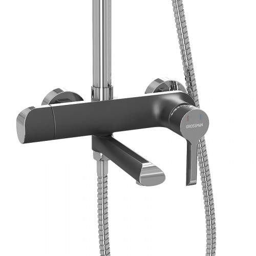 Душевая система Grossman Alba 500.K35.06.100/210 Хром Черная латунь на стену