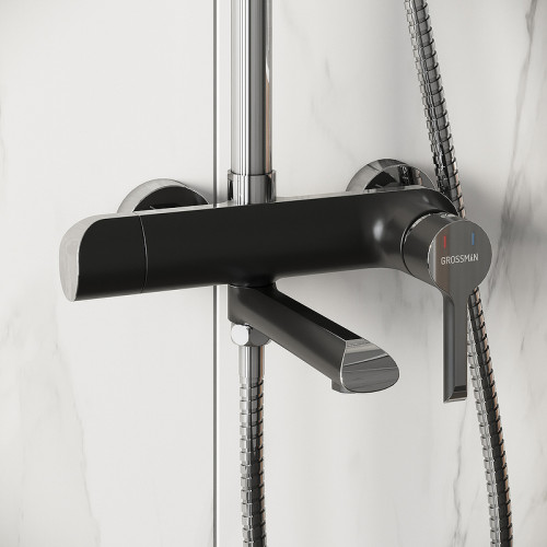 Душевая система Grossman Alba 500.K35.06.100/210 Хром Черная латунь на стену