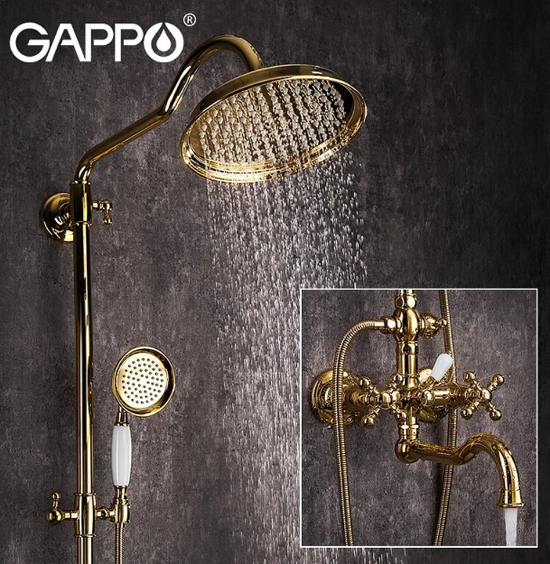 Душевая система Gappo G89-6 G2489-6 Золото латунь на стену