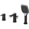 Смеситель на борт ванны Haiba HB80805-7 Черный матовый Хром латунь