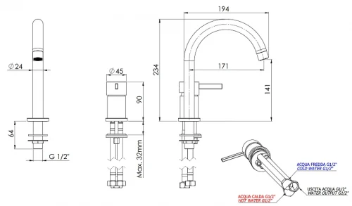 Смеситель для раковины Remer Metrica MC57HS цвет Латунь брашированная