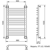 Водяной полотенцесушитель Ника Trapezium ЛТ (Г2) 100/60 Хром нержавеющая сталь