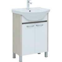 Тумба с раковиной Aquanet Донна 60 298579 Белый дуб Белая МДФ / ЛДСП