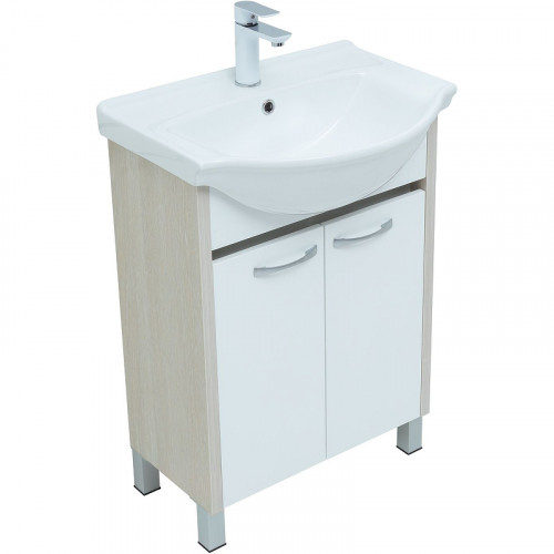 Тумба с раковиной Aquanet Донна 60 298579 Белый дуб Белая МДФ / ЛДСП