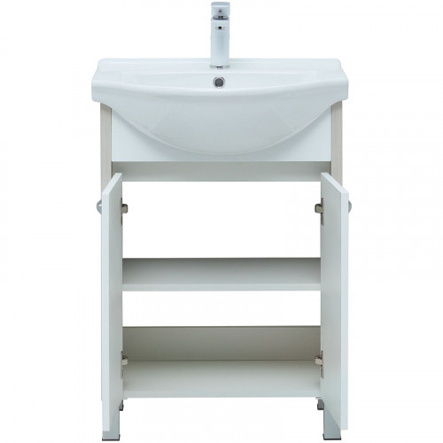 Тумба с раковиной Aquanet Донна 60 298579 Белый дуб Белая МДФ / ЛДСП