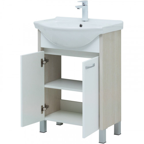 Тумба с раковиной Aquanet Донна 60 298579 Белый дуб Белая МДФ / ЛДСП