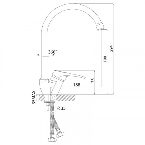 Смеситель для кухни Rossinka B35-23 Хром