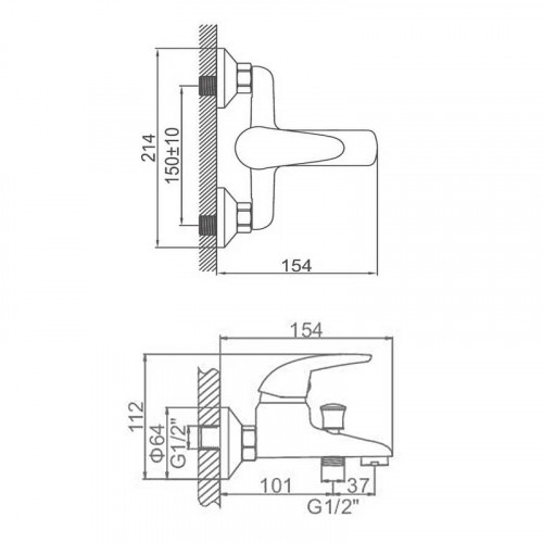 Смеситель для ванны Ledeme H38-B 3038-ВL Хром