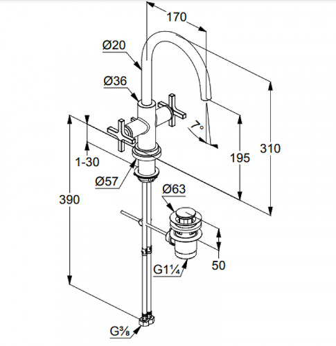 Смеситель для раковины Kludi Nova Fonte 201180520 Хром