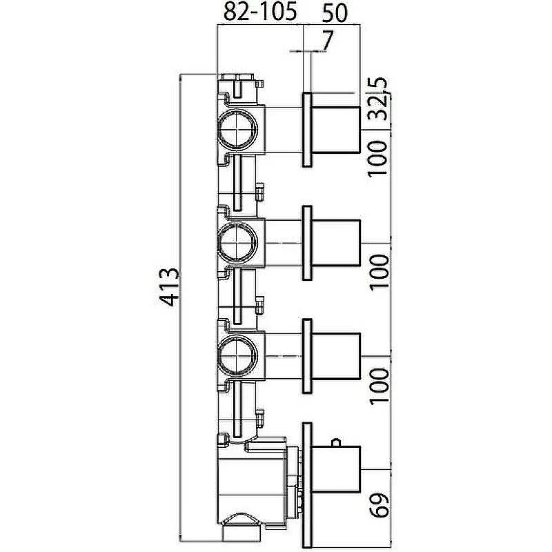 Скрытая часть для смесителя Bossini 3 Outlets Z030202000 G 3/4