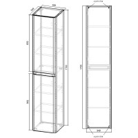 Шкаф пенал Vincea Vico 35 VSC-2V170CN подвесной Carbone МДФ / ЛДСП