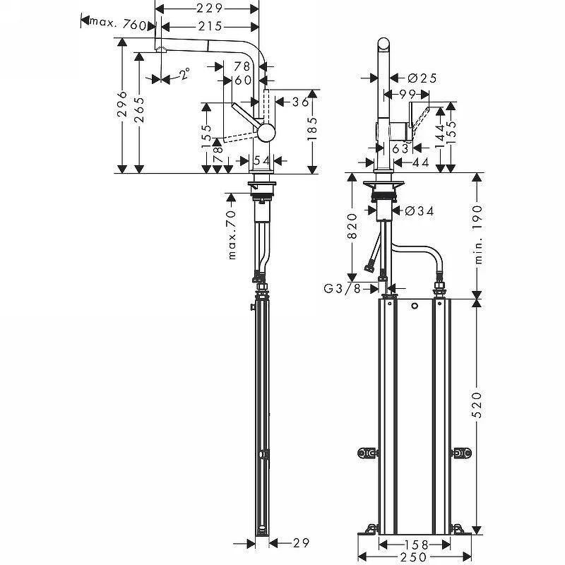 Смеситель для кухни Hansgrohe Talis 72809000 Хром латунь