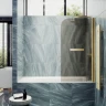Шторка для ванны Maybah Glass MGV-784-3 700х1400 поворотная на монопетле с полотенцедержателем Золото стекло бронзовое матовое