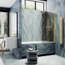 Шторка для ванны Maybah Glass MGV-784-3 700х1400 поворотная на монопетле с полотенцедержателем Золото стекло бронзовое матовое