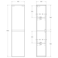 Шкаф пенал Cezares Molveno 40 MOLVENO-1600-2A-SC-LG подвесной Legno Grigio МДФ / ЛДСП