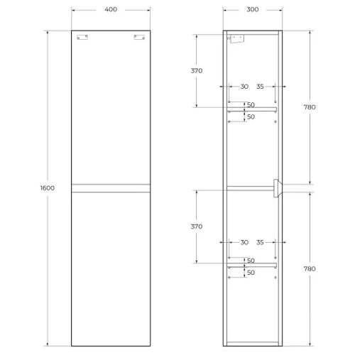 Шкаф пенал Cezares Molveno 40 MOLVENO-1600-2A-SC-LG подвесной Legno Grigio МДФ / ЛДСП