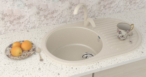 Кухонная мойка Ulgran Classic U-107-308 Черная искусственный камень (литьевой мрамор) встраиваемый