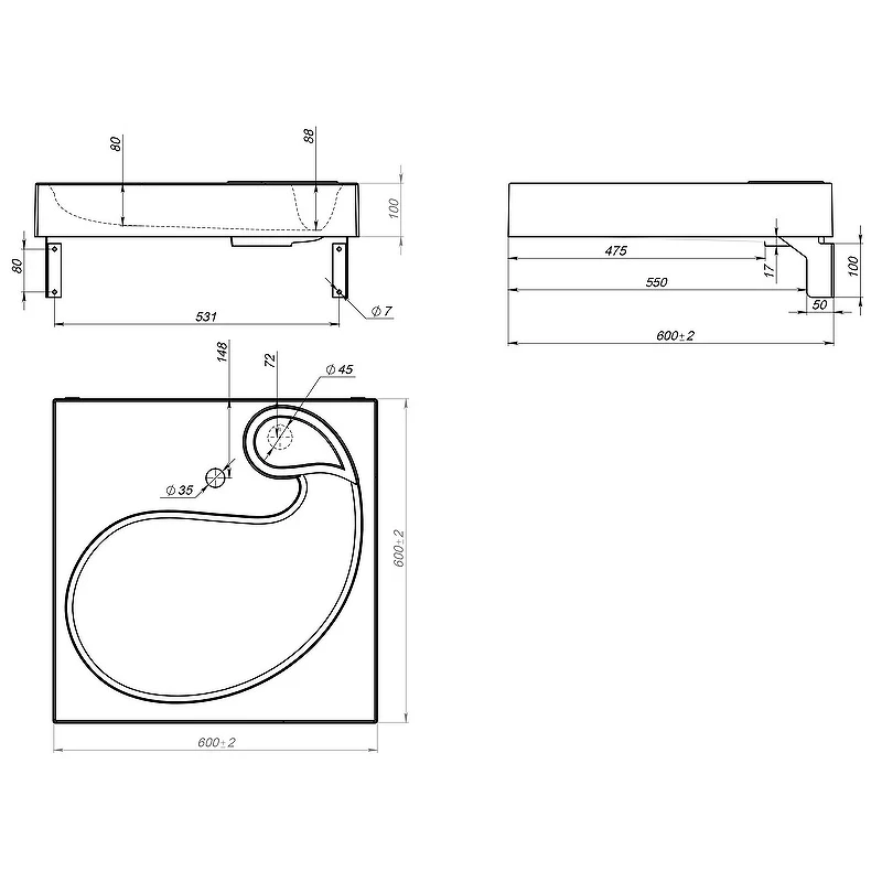 Раковина Stella Polar Шебби 60 SP-00001732 на стиральную машину Белая