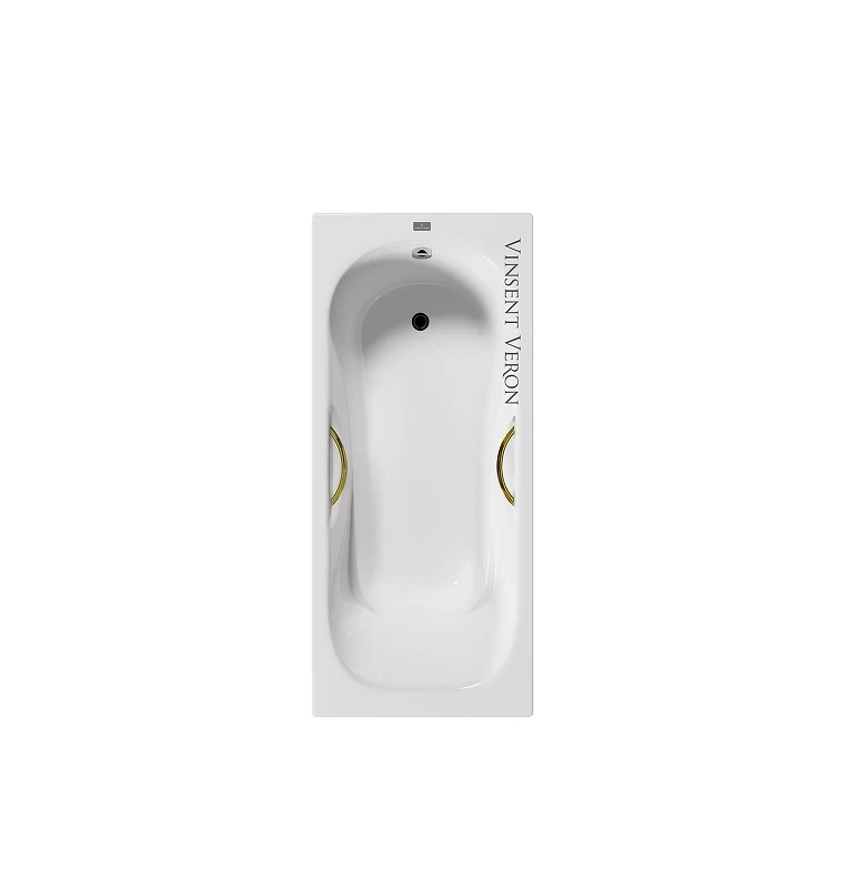 Чугунная ванна Vinsent Veron Aura 170x75 VAU1707542H/VH0015GD цвет Белый с дугообразными золотыми ручками