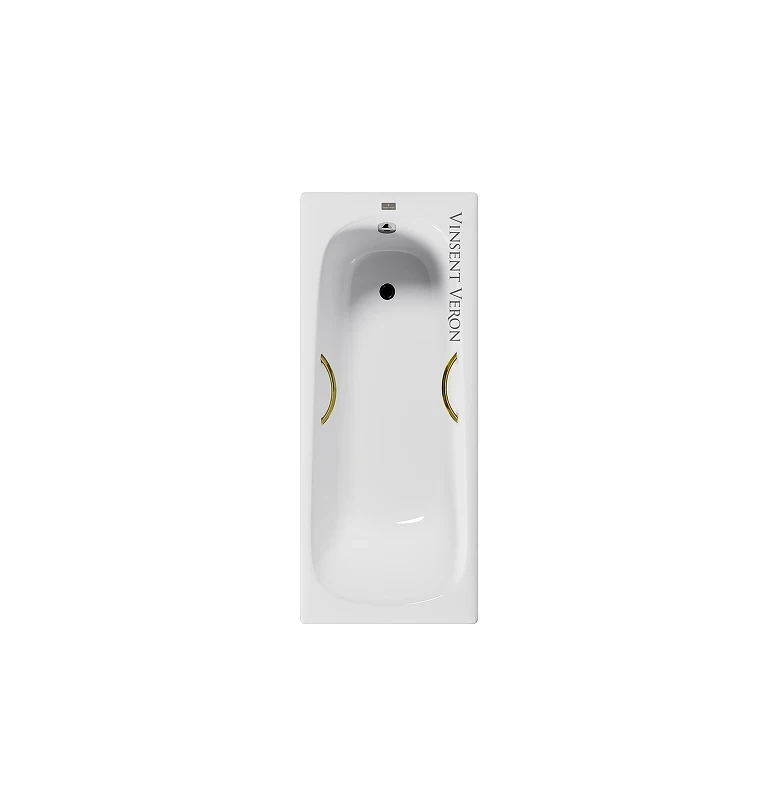 Чугунная ванна Vinsent Veron Concept 165x70 VCO1657042H/VH0015GD цвет Белый с дугообразными золотыми ручками