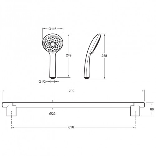 Душевой гарнитур Jacob Delafon Awaken E99899RU-CP Хром латунь на стену