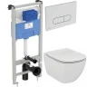 Унитаз с инсталляцией Ideal Standard Tesi P3868V1 с сиденьем Микролифт и клавишей смыва Хром