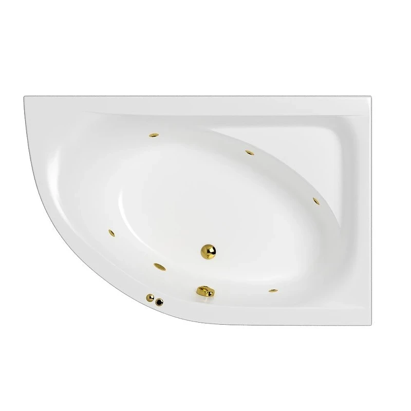 Акриловая ванна Whitecross Aquarella 170x110 R 0109.170110.100.SOFT.GL цвет Белый с гидромассажем форсунки Золото