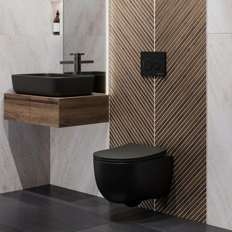 Инсталляция Berges Novum 525 040265 для унитаза с Черной Soft Touch клавишей смыва пластик