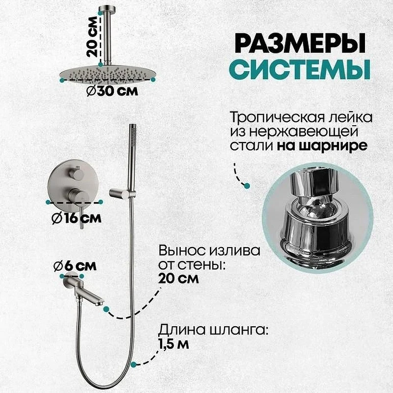Душевая система Grocenberg GB5099NK-2 Никель