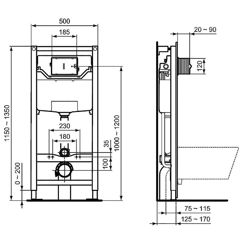 Инсталляция Ideal Standard Prosys R0204промо для унитаза без клавиши смыва