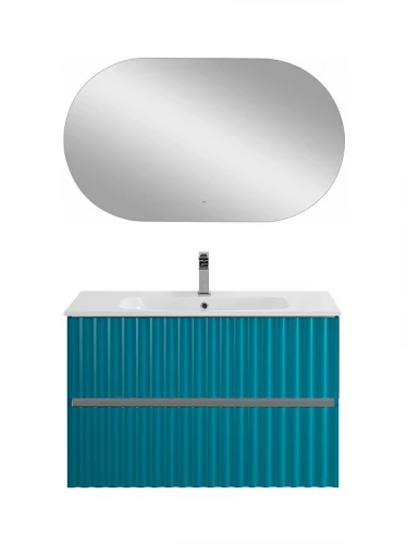 Тумба под раковину Art&Max Elegant 90 AM-ELEGANT-900-2C-SO-TM-LED подвесная цвет Бирюзовый матовый