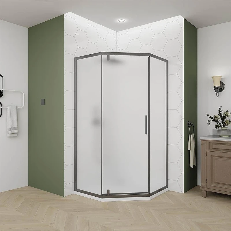 Душевой уголок Veconi Ottimo 80х80 OP10GR-8080-07-C9 профиль Графит брашированный стекло матовое