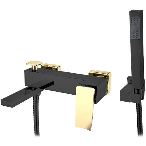Смеситель для ванны Boheme Q 143-BG.2 Черный Золото латунь на стену