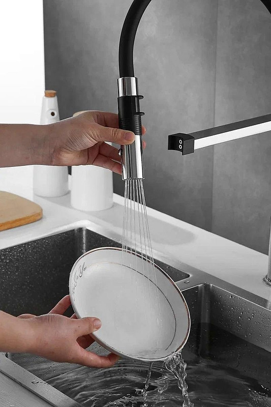 Смеситель для кухни Rose R133 цвет Хром Черный