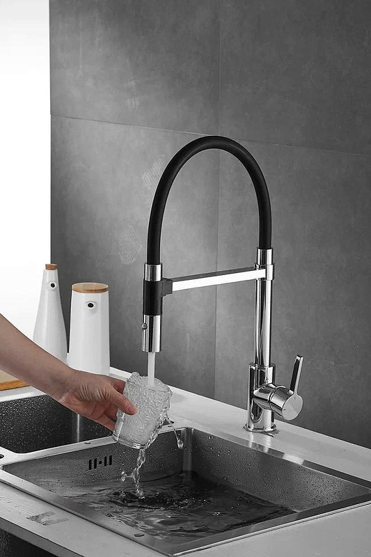 Смеситель для кухни Rose R133 цвет Хром Черный