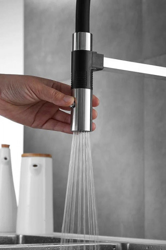 Смеситель для кухни Rose R133 цвет Хром Черный